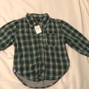 Plaid lined baby button down shirt